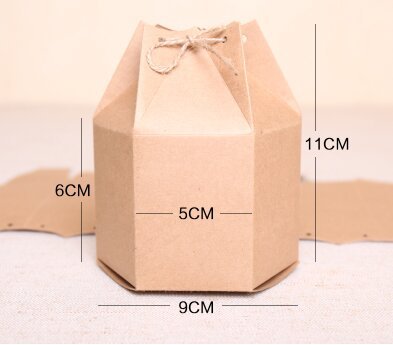 9*6*11cm Hexagon kraft paper bags Cookie packaging bags Gift bags100pcs/lot Free shipping
