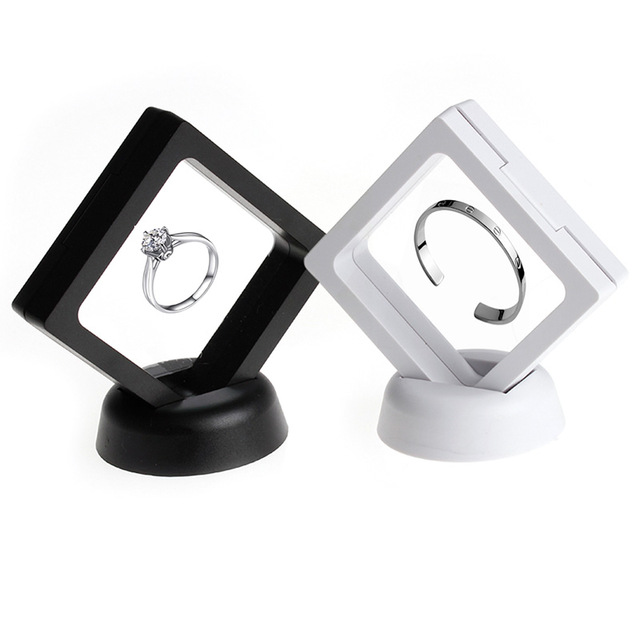 Black white Suspended Floating Display Case Jewellery Coins Gems Artefacts Stand Holder Box Jewellery & Stones Presentation Case