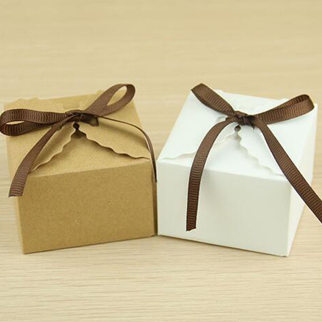 50pcs Retro Romantic Mini Kraft Paper Box DIY Wedding Gift Favor Boxes  Party Candy Box Mini