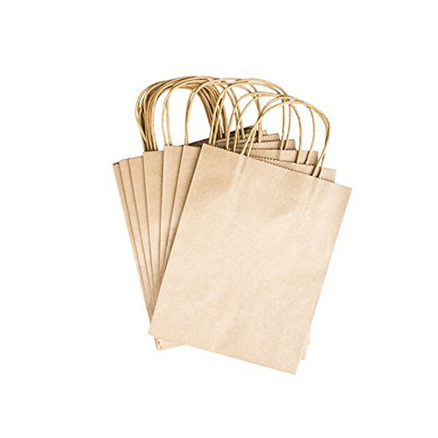 Elegant White Packaging Bags With Handle Kraft Paper Bag For Party Favors 12pcs