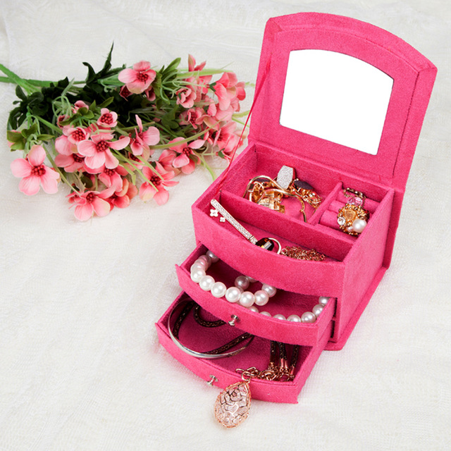 Fashion New Birthday Gifts Carrying Cases Accessories Necklace Jewelry Display Storage Organizer Boxes Jewelry Box Free Shipping