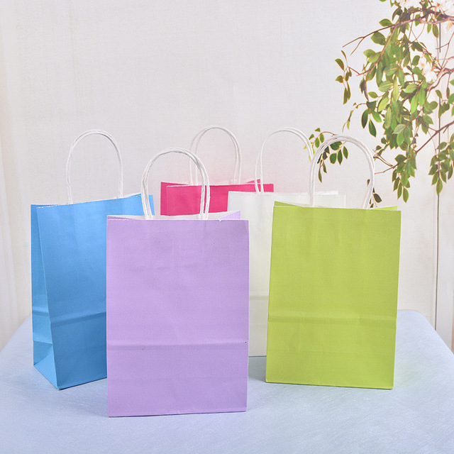 Festival Gift Bag Shopping Bags DIY Multifunction Soft Color Paper Bag With Handles 21x15x8cm 20Pcs/Lot