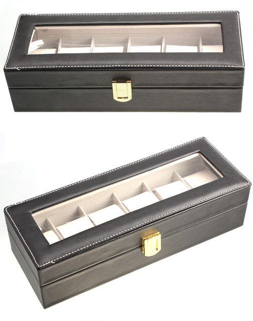 High Quality Jewelry Display Box 6 Slots True Leather Case Display Storage case Watch box Jewelry box SL