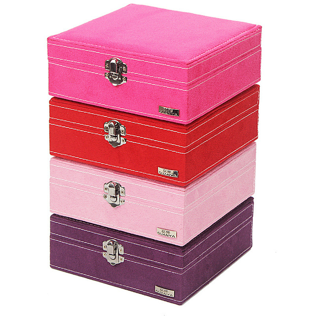 High Quality Velvet Jewelry Box Wholesale 17*17CM Square Velvet Wood Jewelry Watch Display Storage Carrying Cases Gift Box