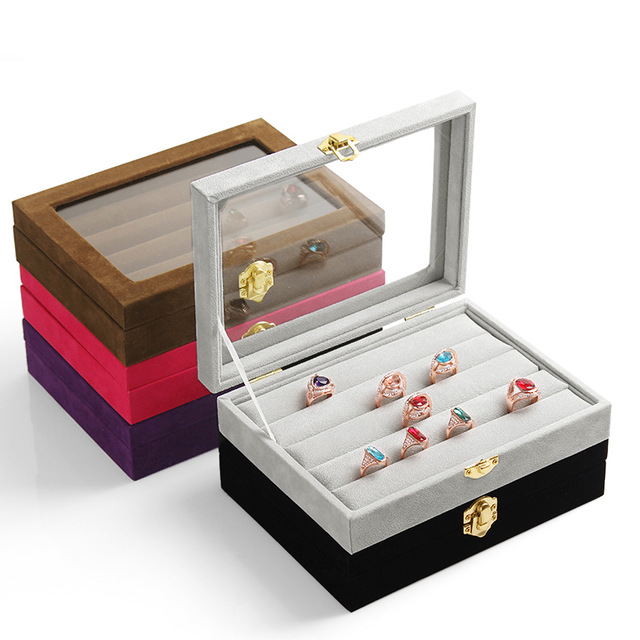 Hot sale jewelry Organizer Show Case Holder Box Jewelry Display Rings Jewelry show box with many models to choose