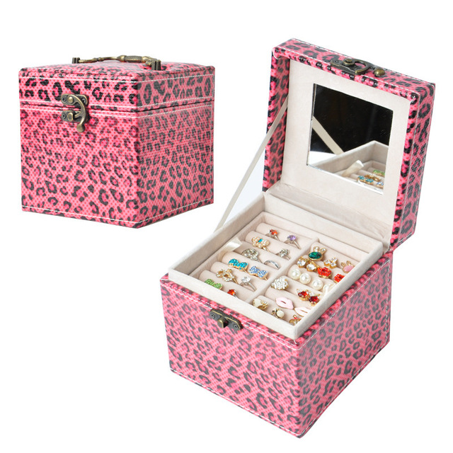 Jewelry Box 3 Colors Fashion Vintage Style Two-tier Multideck Storage Cometic Carrying Cases Box WEIXUANYA