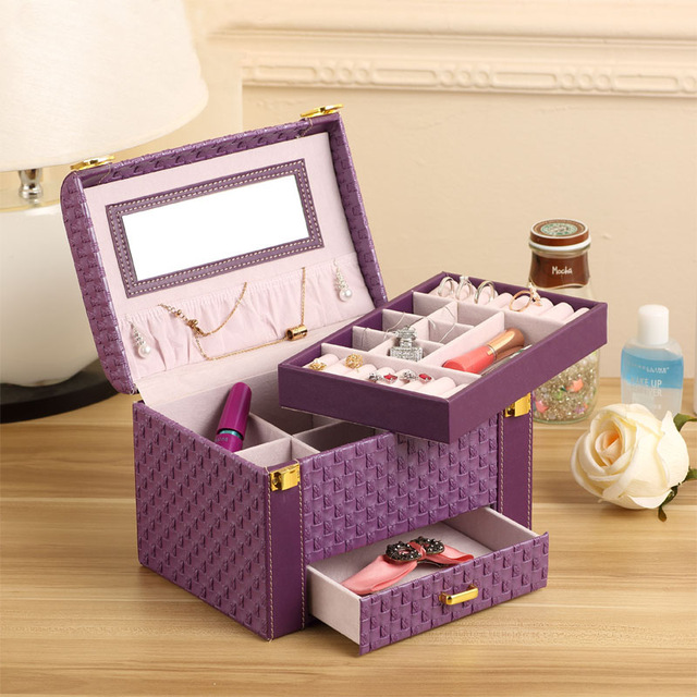 Jewelry box organizer case for jewelry storage gift boxes display leather pattern casket caixa de joias boite a bijoux joyero