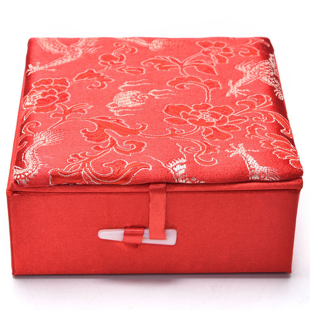 Luxury Cloth Chinese Traditional Embroidery Jewelry Box Necklace Earrings Rings Storage Packaging Wedding Party Gift