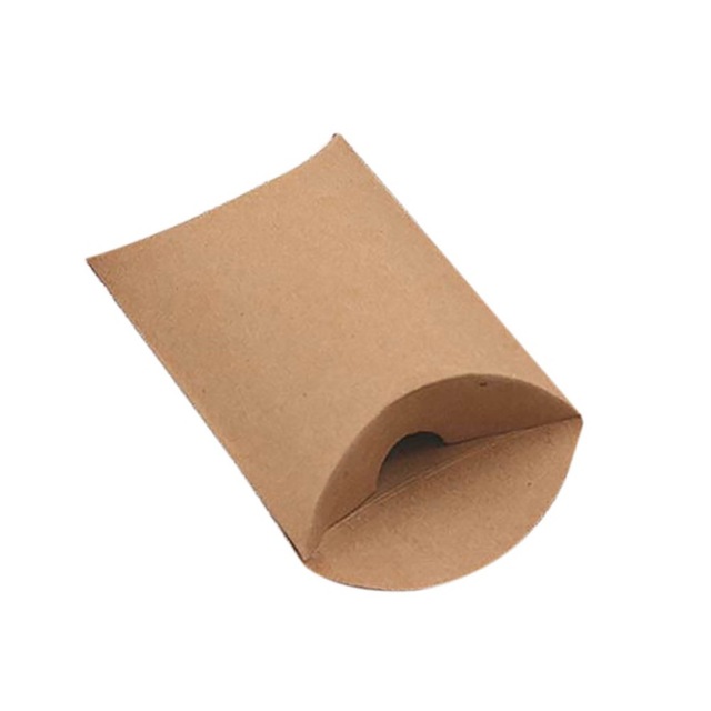 New 50pcs Kraft Paper Pillow Candy Box Wedding Favor Gift Party Supply Shopping Small Bags