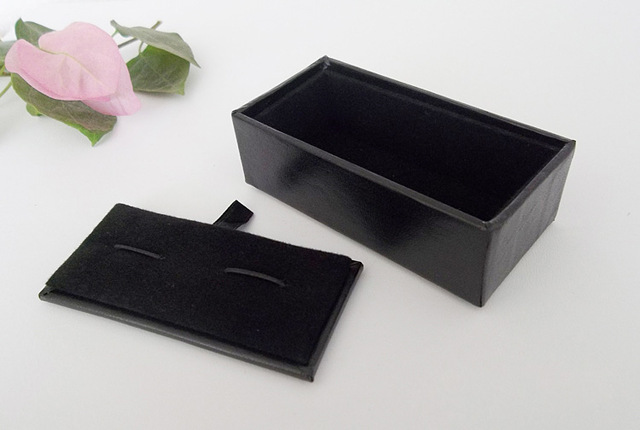 Men Black Cufflink Cuff Links Storage Gift Box Jewelry Display Case 8x4x3cm 