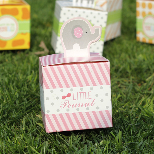 New Hot Sale Lovely Pink Elephant Baby Shower Gift Box 5.5*5.5*5.5cm Paper Box Wedding Favor Candy Box Party Decoration