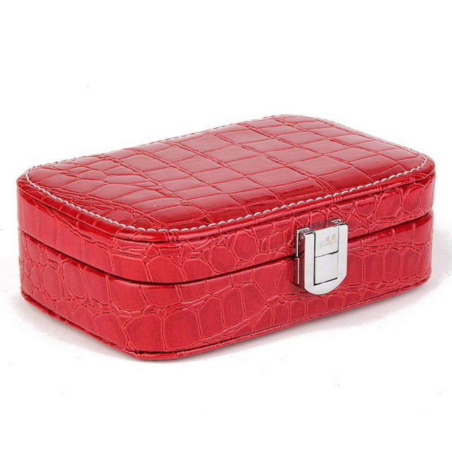 New PU Leather Crocodile Grain Jewelry Box Fashion Jewellery Storage Boxes Packaging Case Organizer Cases