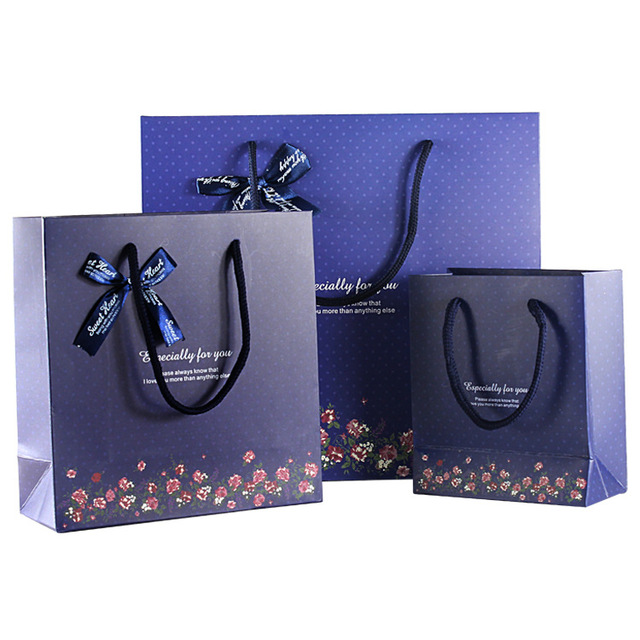 Romantic Purple Flower Gift Bag Festive Supplies Candy Hand Paper Bag Wedding Gift Candy Box Handle Bag