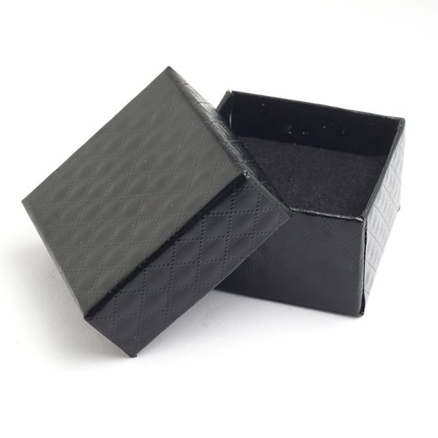 Square shape jewelry earrings rings gift boxes black square carton bow case