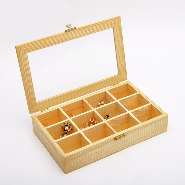 Wood Jewelry Box Jewelry Display Box Glass Wood Box Wood Jewelry Display Tray