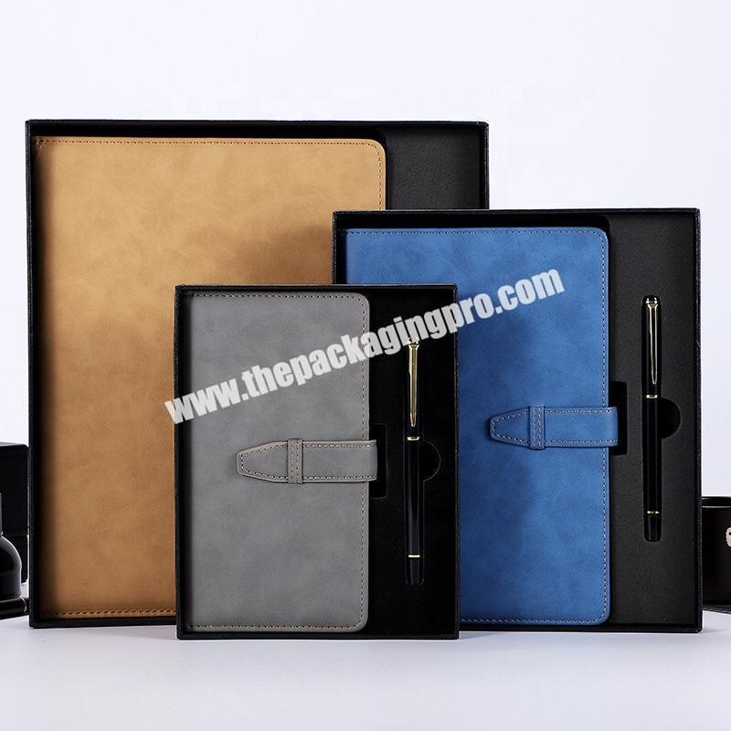 A4 A5 A6 Customized Notebook Pen Gift Set Black Blue Brown Business Journal With EVA Foam Insert Box Promotion Gift Notebook Set