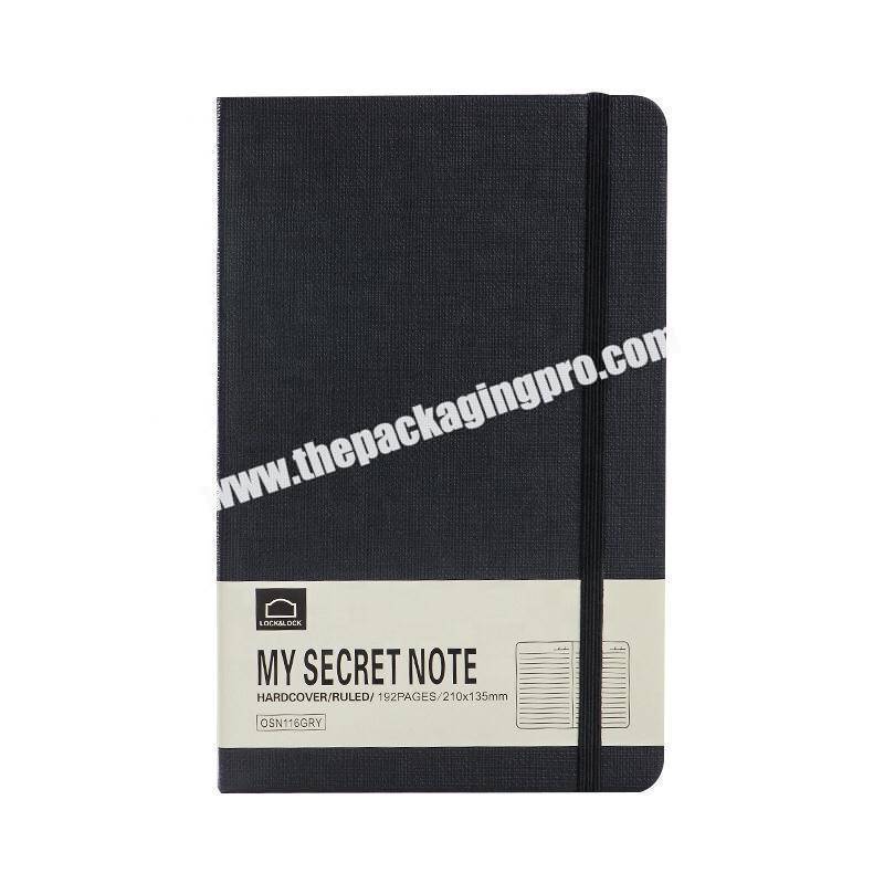 A5 A6 Grey Black Business Academic Journal Self Motivation Diary Office Supplies PU Leather Hardcover Notebook With Elastic Band