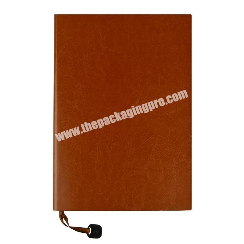 A5 Soft Cover Leather Bound Notebook Note Book Eco-friendly Woodenfree Paper Sewing Binding Journal Planner Engrave Metal Logo