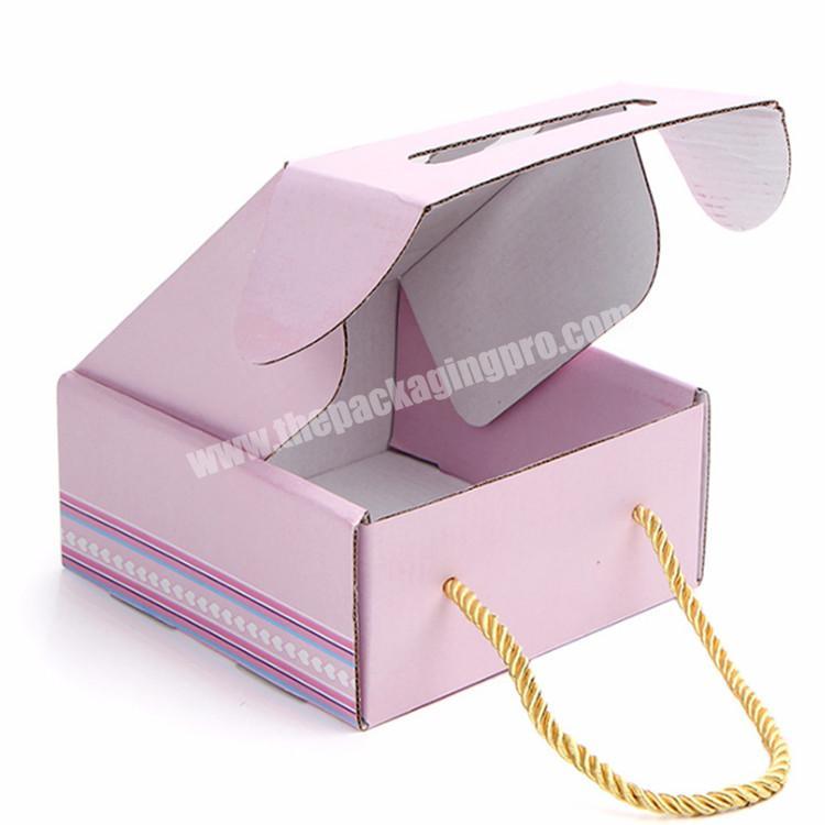 Accept custom full color printing made cardboard paper baby shoe box with handle