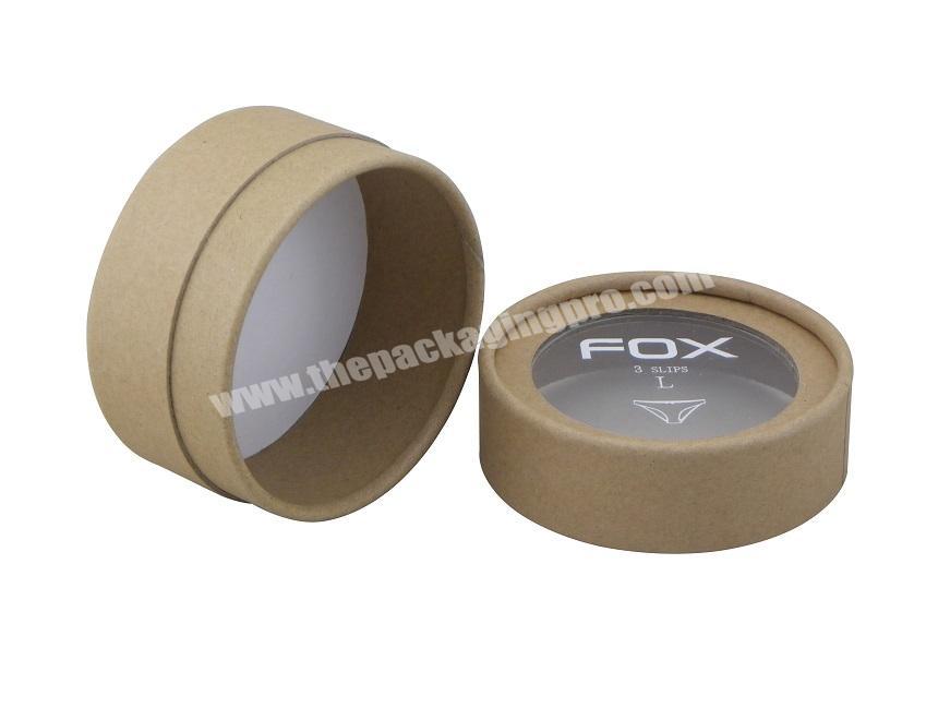 Accept Printing Logo Paper Kraft Cans with Clear PVC Window for Underpants Packaging