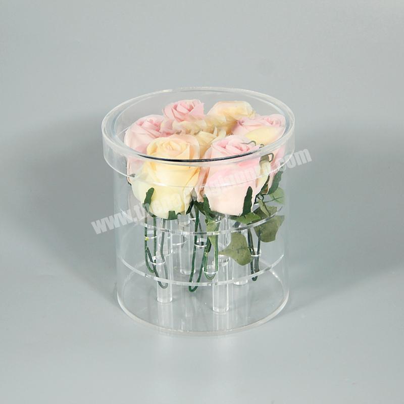 Acrylic 3 layers round fresh flower display decorative packing box wholesale