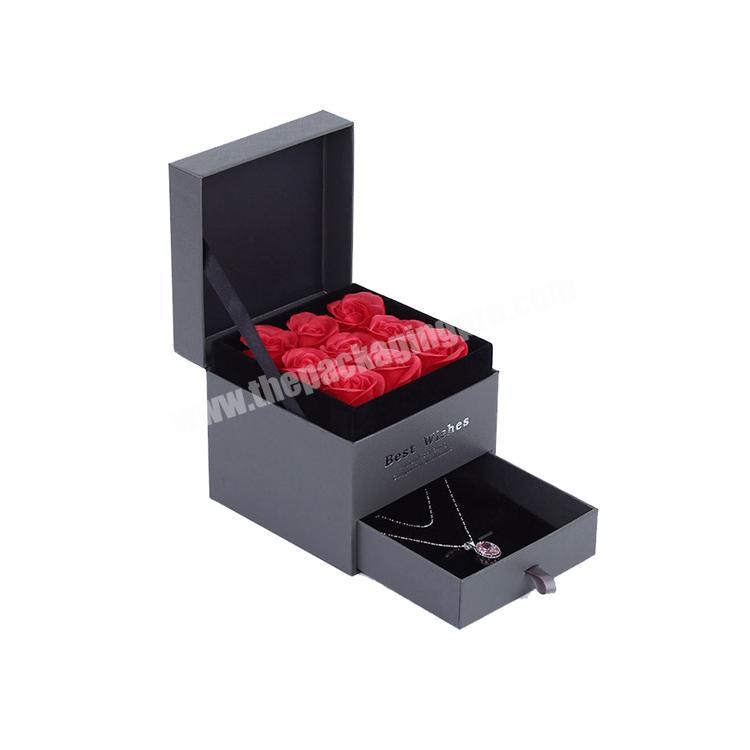 Acrylic transparent cover Black drawer flower box rose soap flower box gift box valentine's day