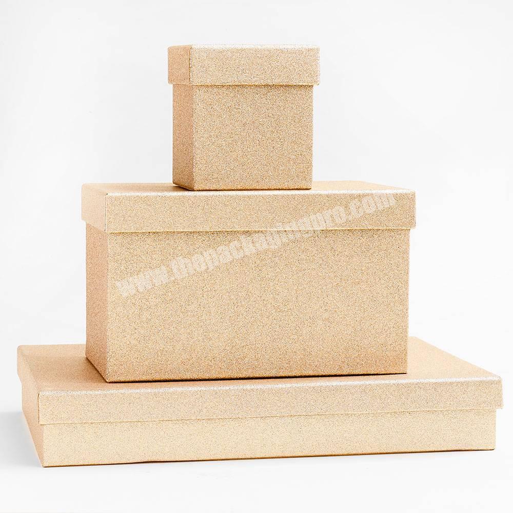 Alibaba  elegant lid and base rigid gift box cardboard gold packaging glitter boxes for gift pack