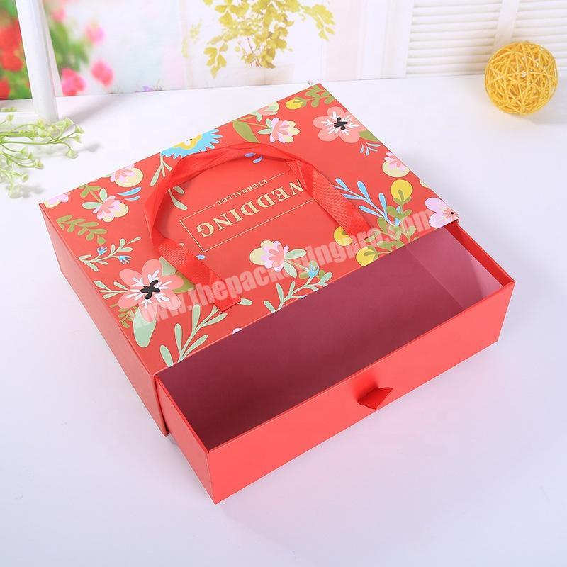 Alibaba Online Shopping Customized Red Drawer Type Wedding Gift Paper Box