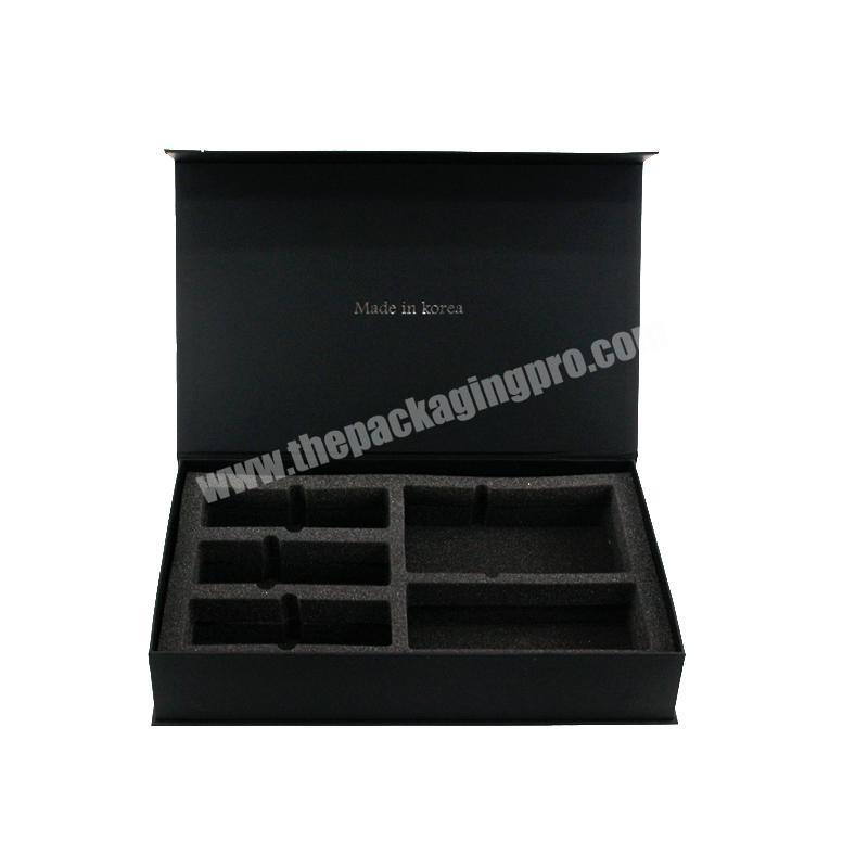 All Black sponge inner magnetic closure box Cardboard Packing Cases Clamshell box