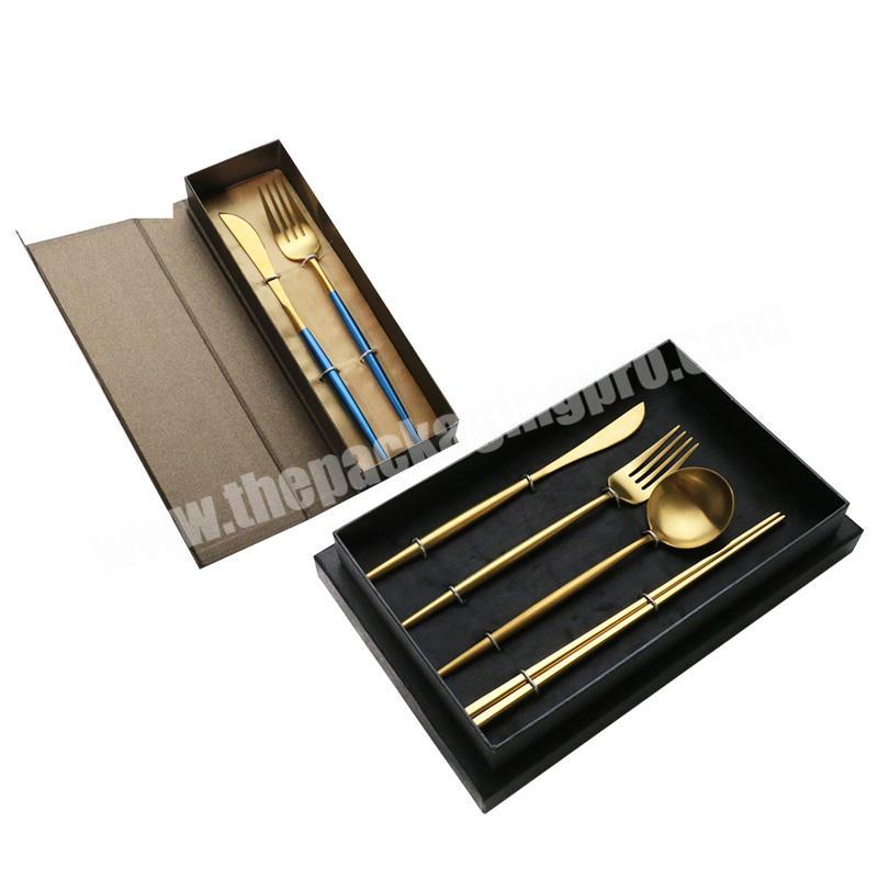 Amazon Ebay hot sales luxury black Specialty paper with hot stamping spoon fork gift box