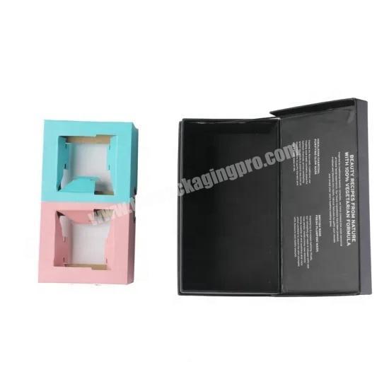 Art Paper custom packaging clamshell book shape gift box with magnet and paper insert