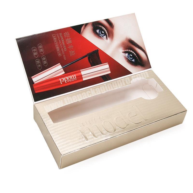 Art paper mascara cream packaging box with open window design