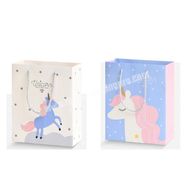 Artistic pouch fashion gift paper packaging bag creative  cute unicorn shopping bag