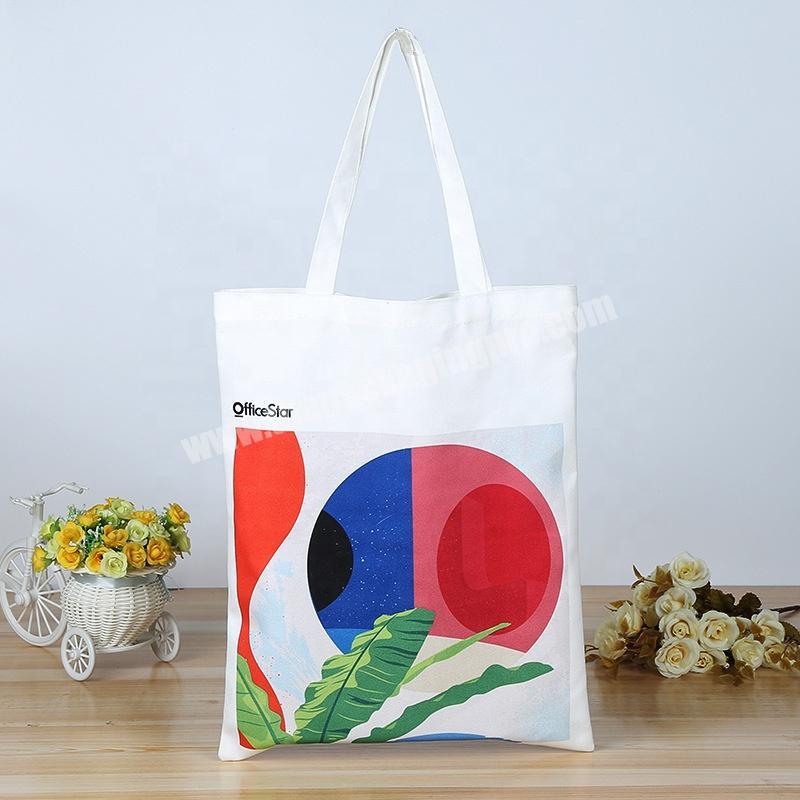 Artistic white casual cotton canvas advertising shopping Hand bag with logo
