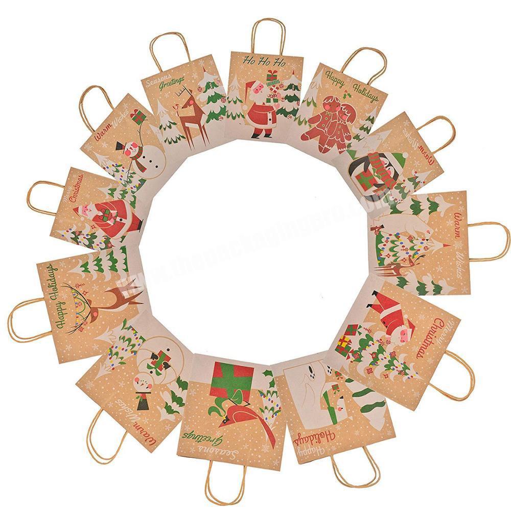 Assorted designs christmas gift shopping kraft paper bag