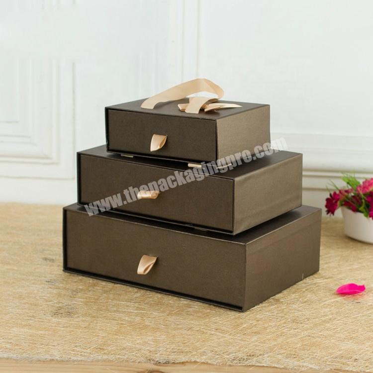 Australia Hot-Sale Black Color Drawer Sliding Custom Cardboard Gift Packaging Boxes For Wallets & Belt