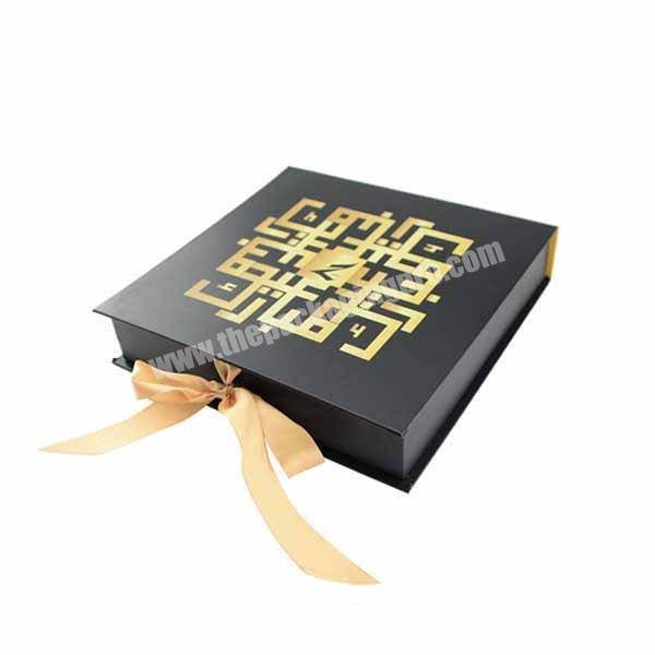 Beautiful ribbon closure paper box packaging for gift promotion