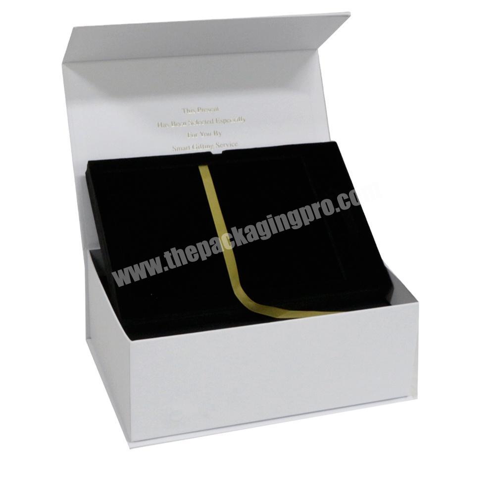 Beauty White Unique Design Customized Gold Foil Magnetic Jewelry Gift Set Box For Jewelry Packing