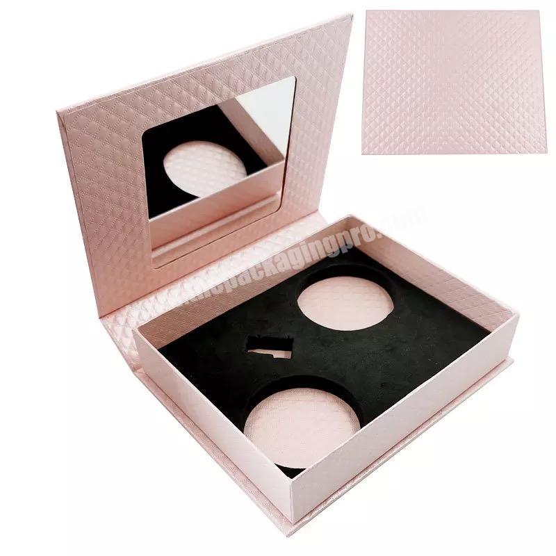 Beheart 2 Pairs Pink Paper Cardboard Magnetic Custom Boxes Eyelash Packaging Box With Mirror