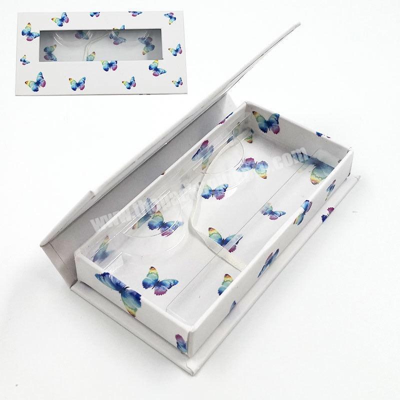 Beheart-Butterfly China Manufacture Custom Design Clear Window Pink Mailer Glitter Eyelash Strip Packaging Paper Eyelashes Box