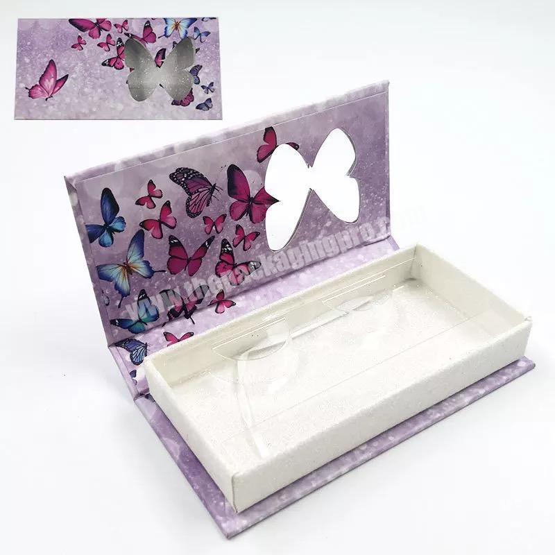 Beheart-Butterfly Custom Clear Window Magnetic Glitter Mink Eyelashes Paper Packing Boxes Eyelash Packaging Box