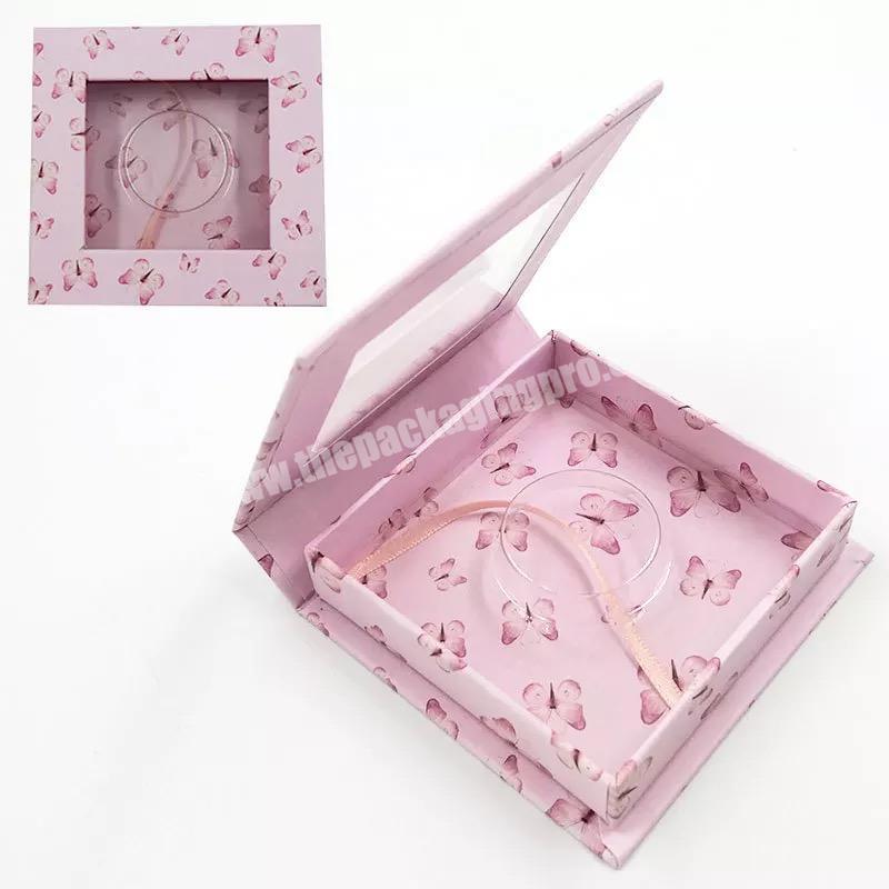 Beheart-Butterfly Custom Logo Square Window Paper False Eyelash Packaging Box Eyelashes Vendor Customized Boxes