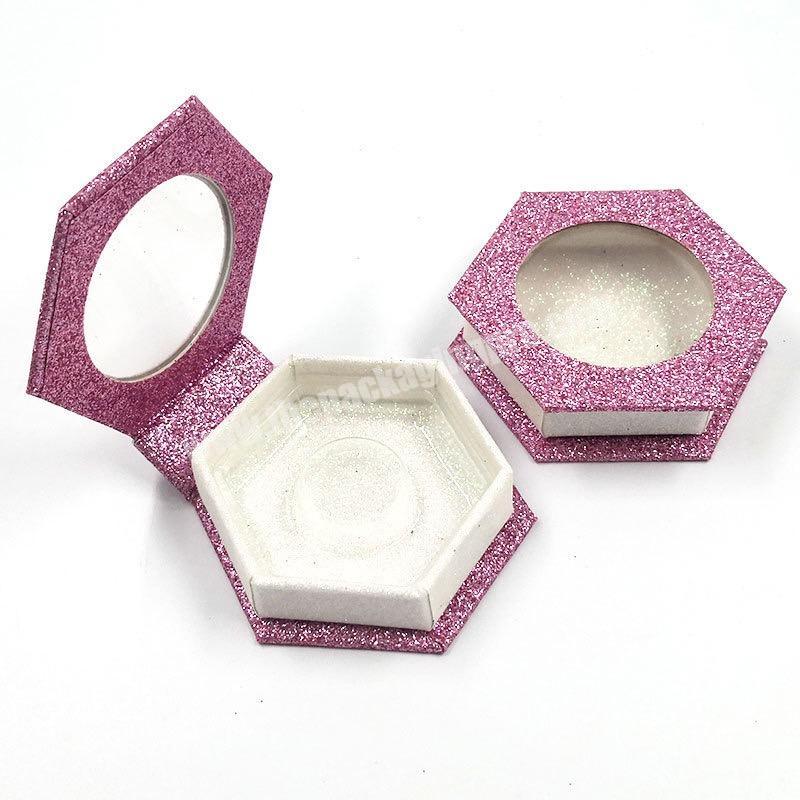 Beheart Clear Window Vendor Custom Magnetic Hexagon Mink Eyelashes Natural Long 3D Eyelash 1 Box