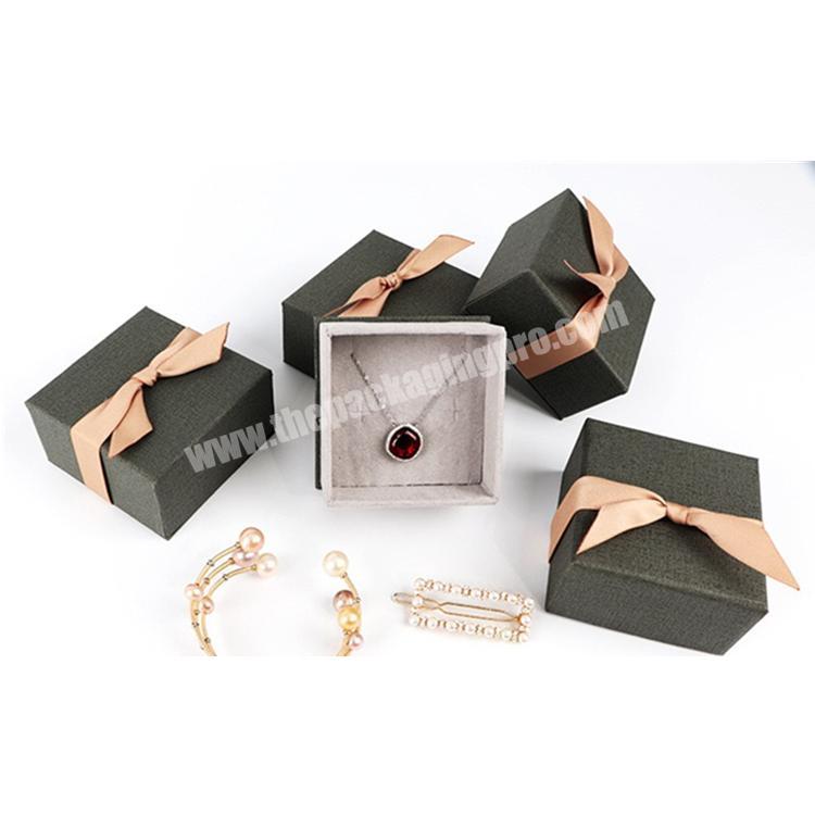 Beheart Customize Luxury Wedding Matted Canvas Insert Grey Gift Box Bag Earring Ring Necklace Pendant Packaging Jewelry Box