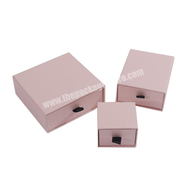 Beheart Customize Print Logo Kid Pink Paper Ring Necklace Bangle Pendant Chain Bracelet Jewelry Drawer Packaging Sliding Box Set
