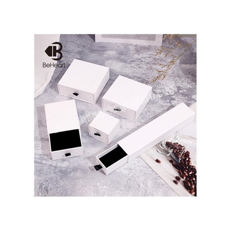 Beheart Customize Print Logo Kid White Paper Ring Necklace Bangle Pendant Chain Bracelet Jewelry Slide Packaging Sliding Box Set