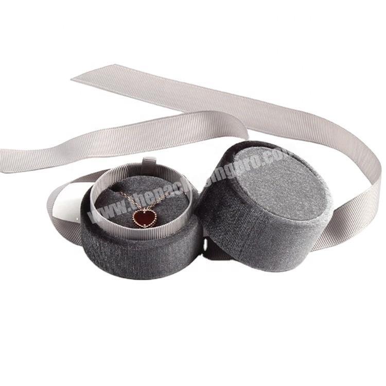 BeHeart Less Price Beauty Beheart-Butterfly Ribbon Ropes Case Grey Cylinder Corduroy Jewelry Boxes Small Pendant Sweet Girls Gift Box