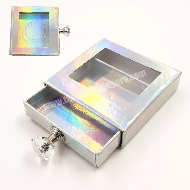 Beheart Luxury Square Window Personalized Slide Drawer Storage Holographic 25Mm Eyelash Packaging Box