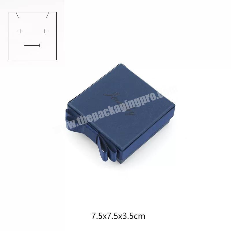 Beheart Manufacturer Blue Elegant Antique Leather Earring Square Branded Jewelry Set Packaging Paper Box For Necklace