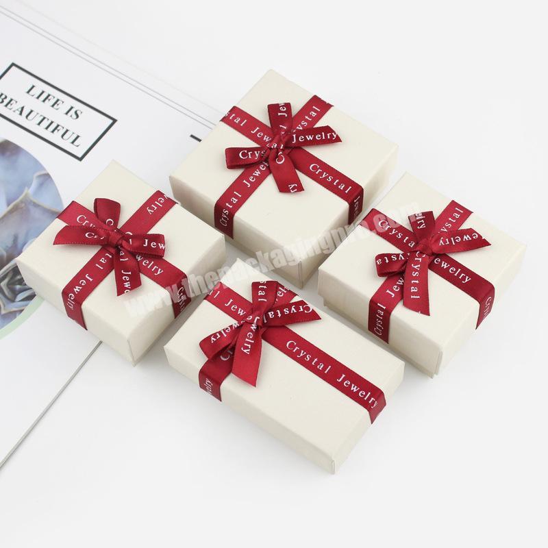 Beheart Oem Custom White Paper Bangle Creative Jewelry Bow Knot Gift Packaging Box With Ribbon Bow Tie